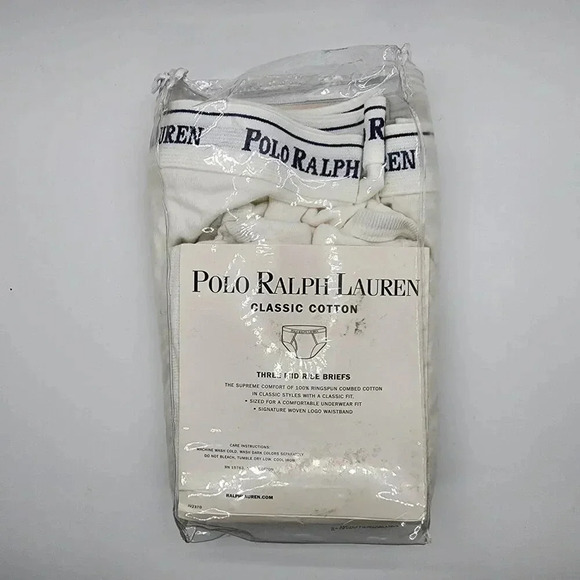 Polo Ralph Lauren Three Classic Cotton Mid Rise Briefs White Size 40 - Picture 2 of 4
